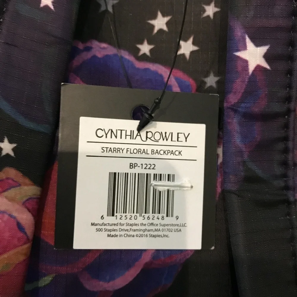 Cynthia Rowley Starry black floral backpack NWT